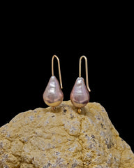 Baroque Pearl Earrings - Pink