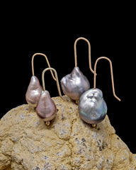 Baroque Pearl Earrings - Greyish Blue