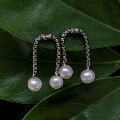 Movable Pearl Chain Earrings