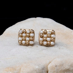 Pearl Checkered Studs