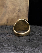 Gold Ring with Green Enamel Square