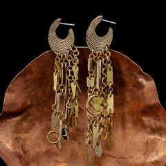 Crescent Galaxy Earrings with Onyx