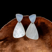 Pendulum Earrings - Blue Chalcedony and Mother of Pearl