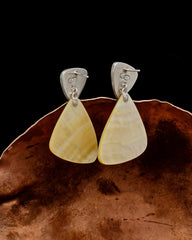 Pendulum Earrings - Blue Chalcedony and Mother of Pearl