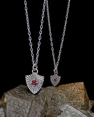 Small Shield Necklace - Garnet