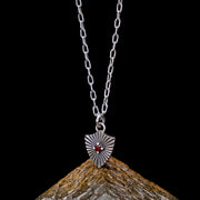 Small Shield Necklace - Garnet