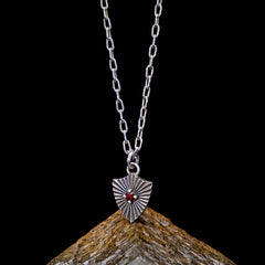 Small Shield Necklace - Garnet