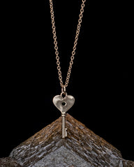 Heart Key Necklace - Emerald