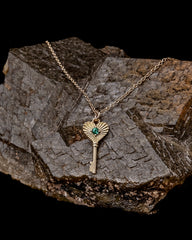 Heart Key Necklace - Emerald