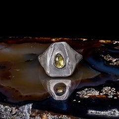 Washed Tableau Ring - Green Sapphire