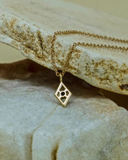 Rhombus Frame Necklace with Emerald