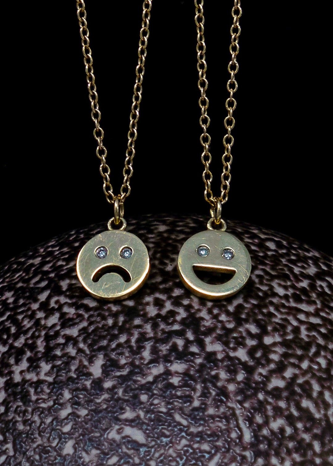 Felice ✨ Happy Face - 14k Yellow Gold and White Diamond Eyes by