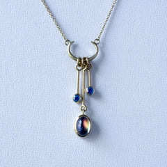 Moonstone and Montana Sapphire Gold Necklace