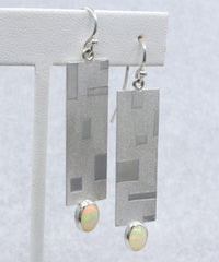 Ethiopian Opal and Sterling Silver Textured Squares Earrings