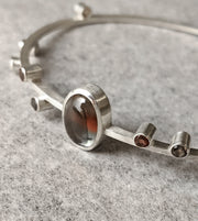 Oregon Sunstone and Sterling Silver Oval Bangle Bracelet