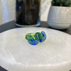 Green and Blue Knot Borosilicate Ring