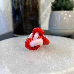 Red and Pink Knot Borosilicate Ring