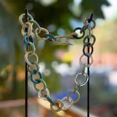 Aquamarine and Light Blue Translucent Borosilicate Glass Chain