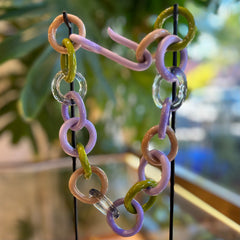 Pink and Green Translucent Borosilicate Glass Chain