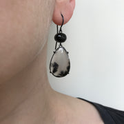Black Trees, Black Star Dendritic Opal Pendant Earrings
