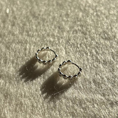 Silver Beaded Huggie Earrings