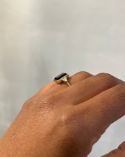 Onyx and Trillion Diamond Ring