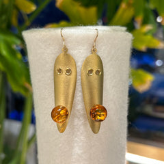 Mini Bubble Mask Earrings - Gold & Amber