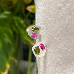 Tableau Tourmaline + Sapphire Earrings in Silver