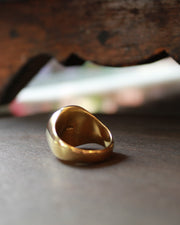 Gold Ring with Green Enamel Square