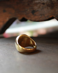 Gold Ring with Green Enamel Square