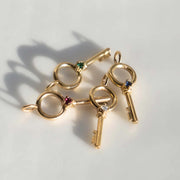 Emerald Circle Key Necklace Gold