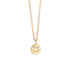 Happy Face Necklace Gold