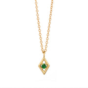Emerald Rhombus Frame Gold Necklace