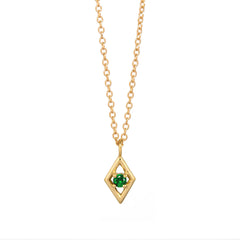 Emerald Rhombus Frame Gold Necklace