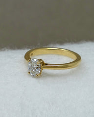 Solitaire Oval Cut Diamond Ring Yellow Gold