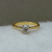 Solitaire Oval Cut Diamond Ring Yellow Gold