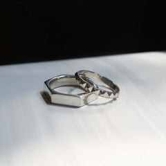 Medium Hex Ring - Sterling Silver