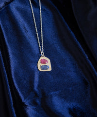 Tableau Blue and Pink Sapphire Necklace in Silver