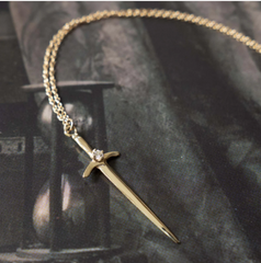 Sword Necklace in Gold with Diamond