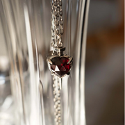 Nail Through The Heart Necklace with Garnet - Sterling Silver