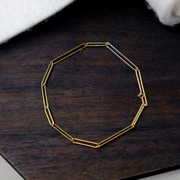 Elongated Paperclip Yellow Gold Bracelet