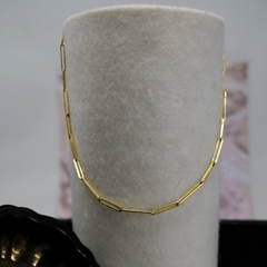 Elongated Paperclip Yellow Gold Necklace