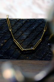 Elongated Paperclip Yellow Gold Necklace