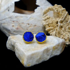 Lapis Lazuli Gold Stud Earrings