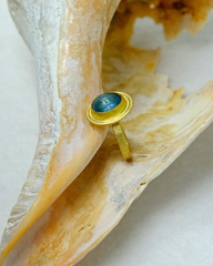 Aquamarine Oval Gold Ring