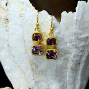 Pink/Purple Stacked Spinel Drop Earrings