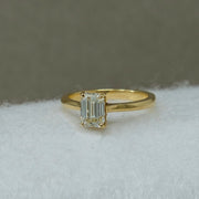 Solitaire Emerald Cut Diamond Ring Yellow Gold