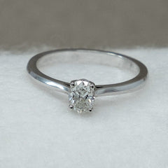 Solitaire Oval Cut Diamond Ring White Gold