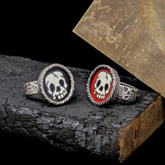 Enamel Skull Ring