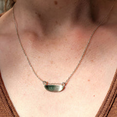 Frosty Ocean Lune Pendant Necklace